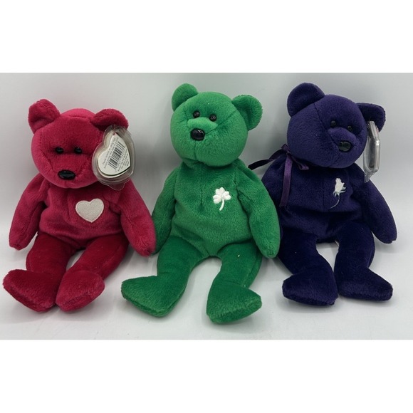 Ty‎ Beanie Babies 9" Set Of 3 Plush Doll - Picture 1 of 5